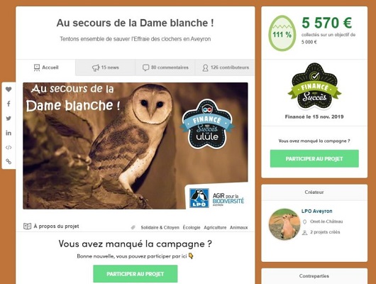 « Au secours de la Dame blanche », le projet est financé grâce à vous ! « Au secours de la Dame blanche », le projet est financé grâce à vous !